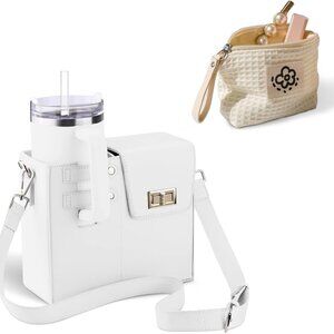 Trendy Adjustable Crossbody Water Bottle Holder Bag in Chic White - 1L Capacity